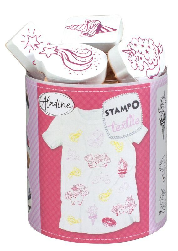 Razítka Stampo Textile Jednorožci 14 ks Aladine