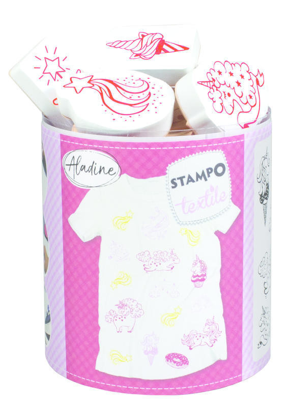 Razítka Stampo Textile Jednorožci 14 ks Aladine