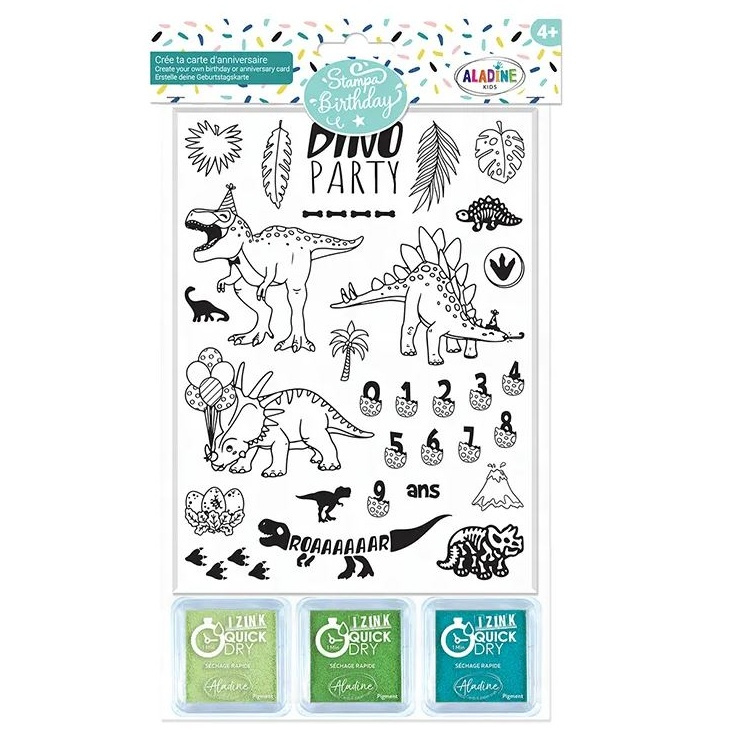 Dětská razítka Aladine Stampo BIRTHDAY - Dinosauři Aladine