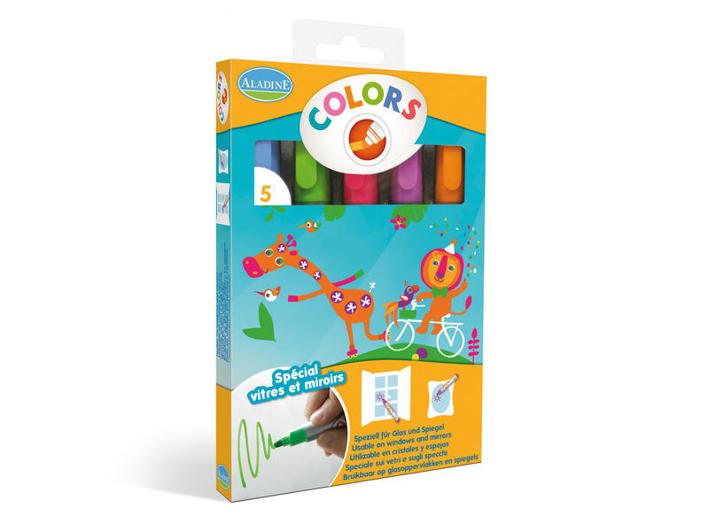 Křídové fixy na okna Aladine Colors Window 5 ks - pastel Aladine