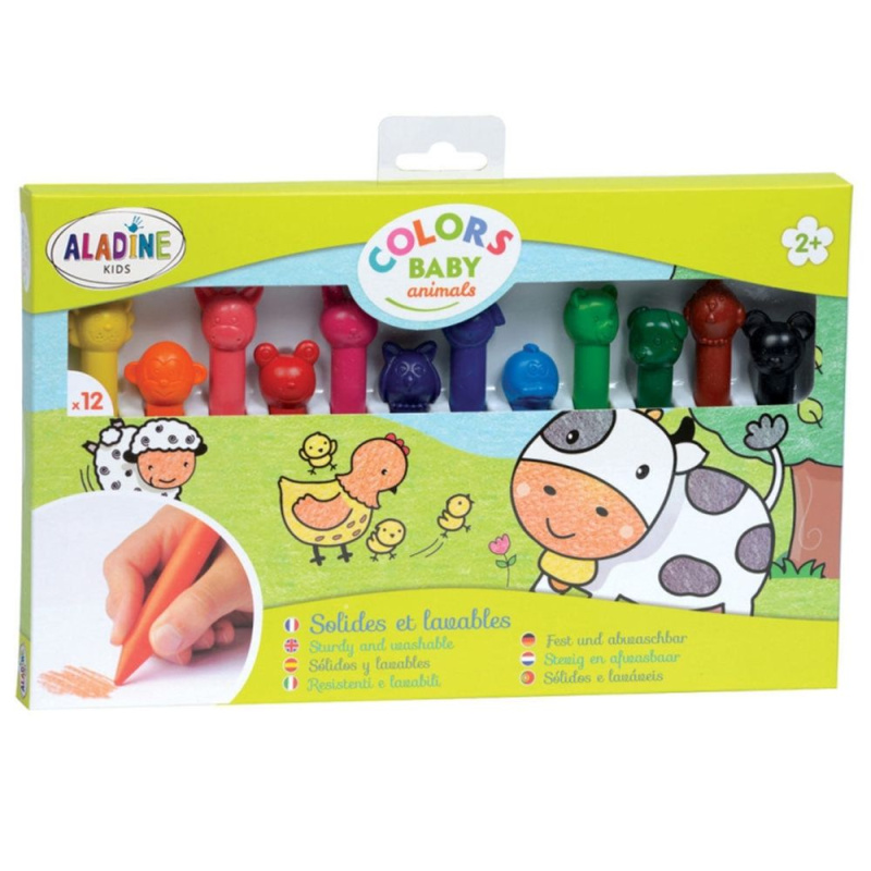 Voskovky se zvířátky Aladine Colors Baby Animals 12 ks Aladine