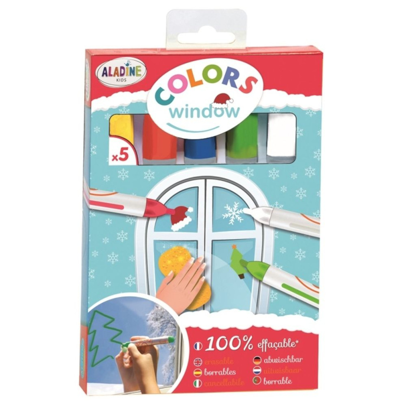 Aladine Křídové fixy na okna Aladine Colors Window - vánoční barvy, 5 ks
