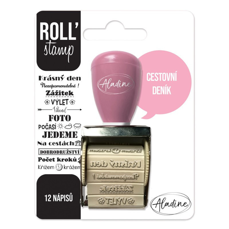 Otočné razítko s nápisy Aladine Roll Stamp Cestovní deník Aladine