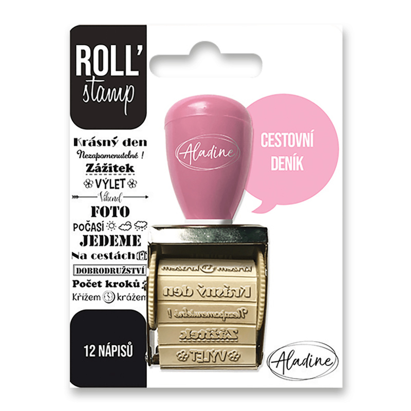Otočné razítko s nápisy Aladine Roll Stamp Cestovní deník Aladine