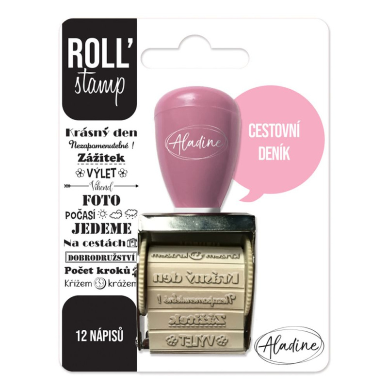 Otočné razítko s nápisy Aladine Roll Stamp Cestovní deník Aladine