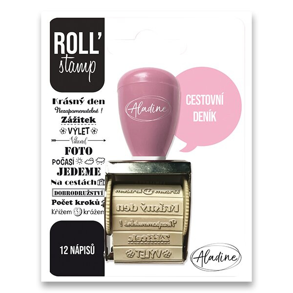 Otočné razítko s nápisy Aladine Roll Stamp Cestovní deník Aladine