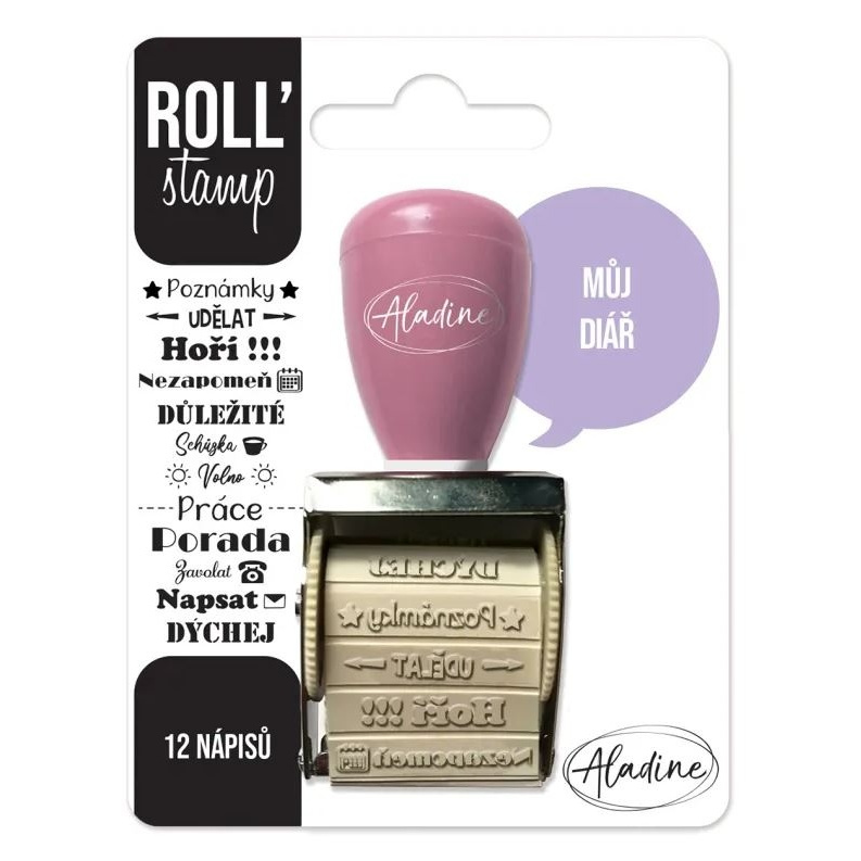 Otočné razítko s nápisy Aladine Roll Stamp Můj diář Aladine