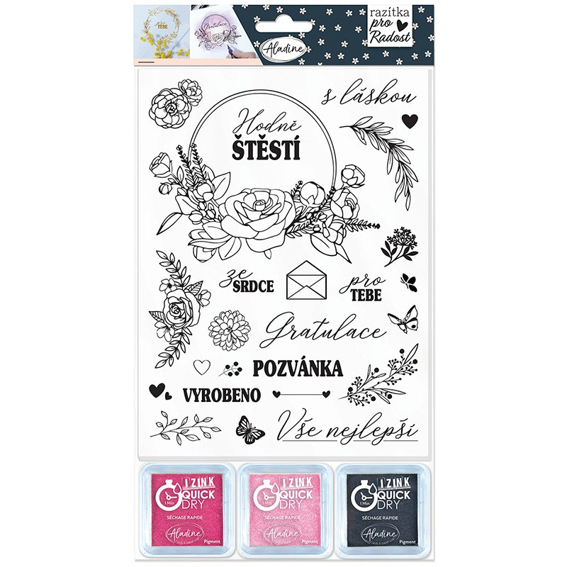 Razítka Aladine Stamp With Love Květinová razítka, 25 ks Aladine