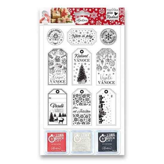 Razítka Aladine Stamp With Love Vánoční visačky, 9 ks Aladine