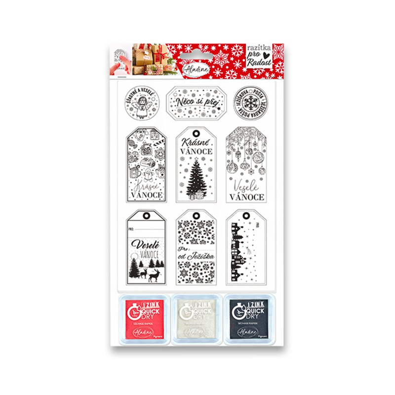Razítka Aladine Stamp With Love Vánoční visačky, 9 ks Aladine