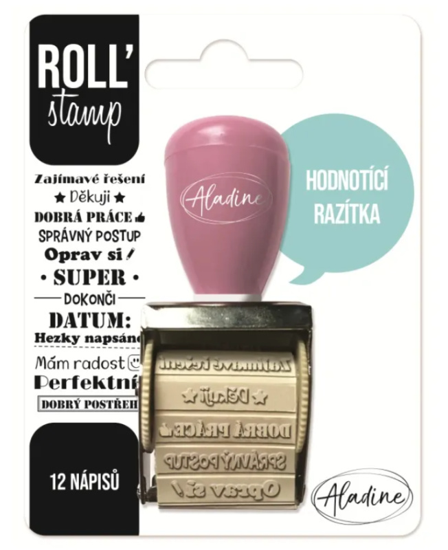 Aladine Otočné razítko s nápisy Aladine Roll' Stamp - Hodnoticí razítka