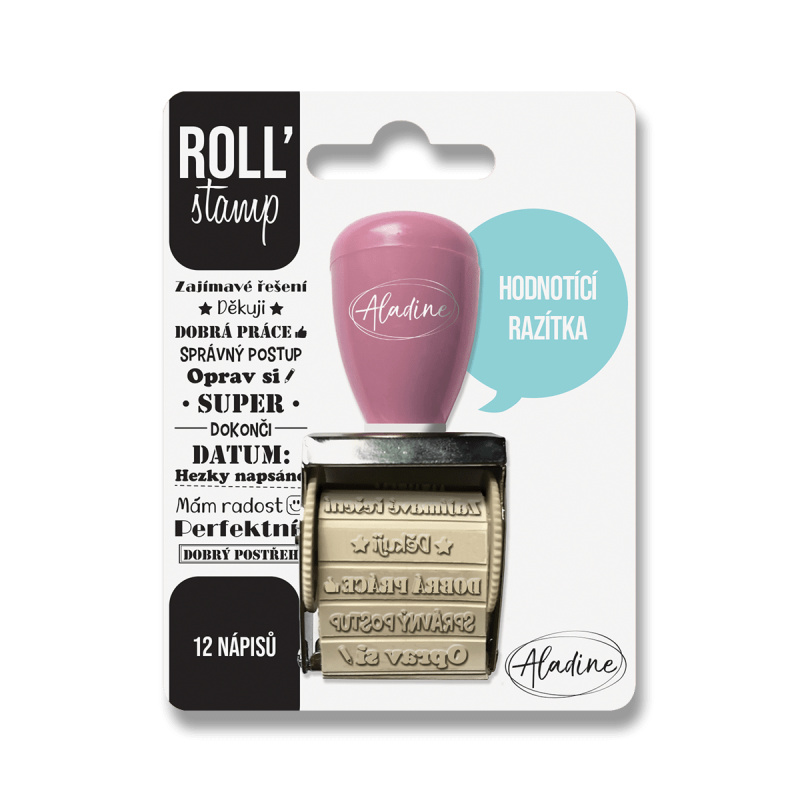 Aladine Otočné razítko s nápisy Aladine Roll' Stamp - Hodnoticí razítka