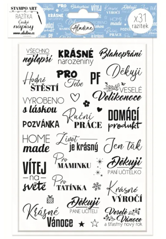 Aladine Razítka Aladine Stampo Art, 31 ks - České nápisy