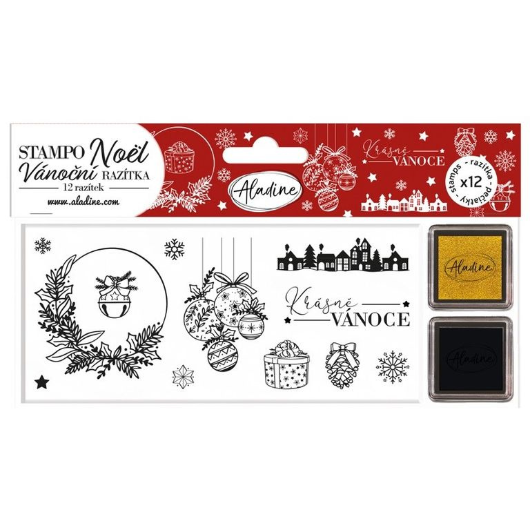 Razítka Stampo Noël, 12 ks - Krásné Vánoce Aladine