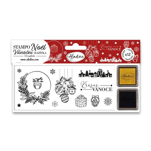 Razítka Stampo Noël, 12 ks - Krásné Vánoce Aladine