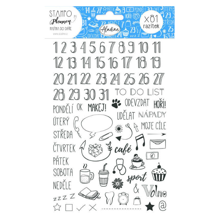 Aladine Diářová razítka Aladine Stampo Planner, 81 ks - Razítka do diáře 2