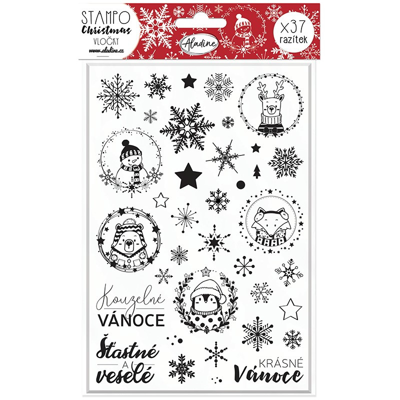 Razítka Aladine Stampo CHRISTMAS 37 ks - Vločky Aladine