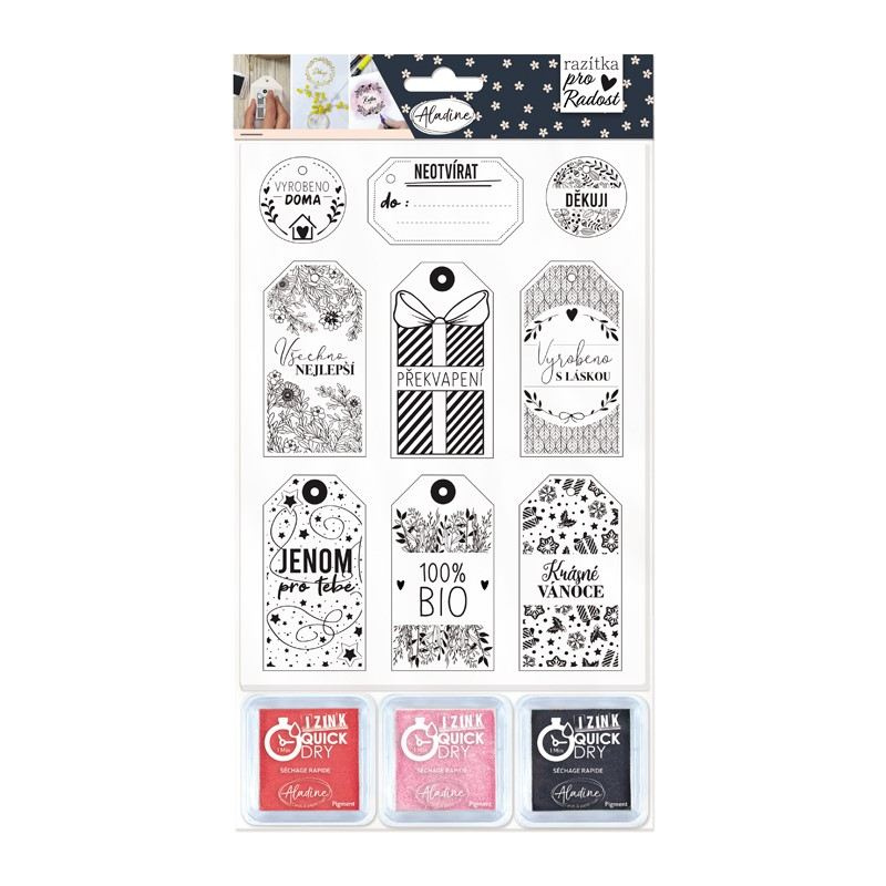 Razítka Aladine STAMP WITH LOVE 9 ks - Visačky Aladine