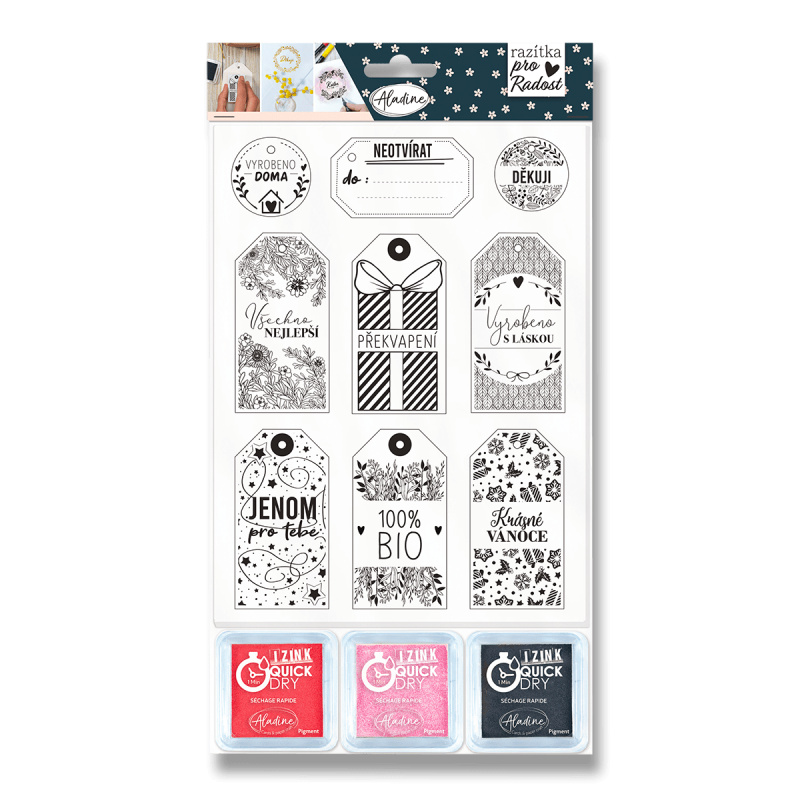 Razítka Aladine STAMP WITH LOVE 9 ks - Visačky Aladine