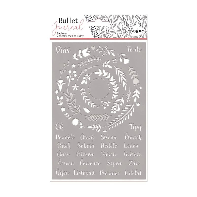 Diářová šablona Aladine 19x13 cm - Věnečky měsíce a dny - CZ Aladine