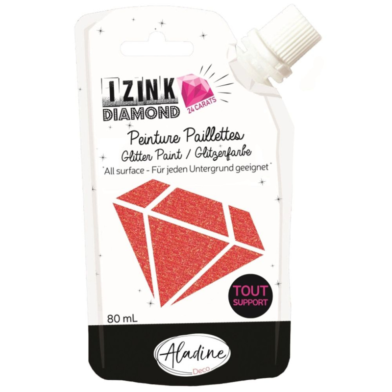 Diamantová barva Aladine IZINK DIAMOND 24 CARATS 80 ml - červená Aladine