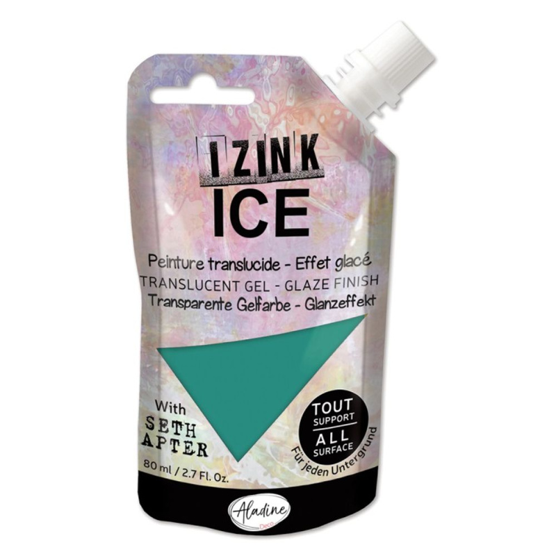Poloprůhledná barva Izink Ice 80 ml - glacier green modrozelená Aladine