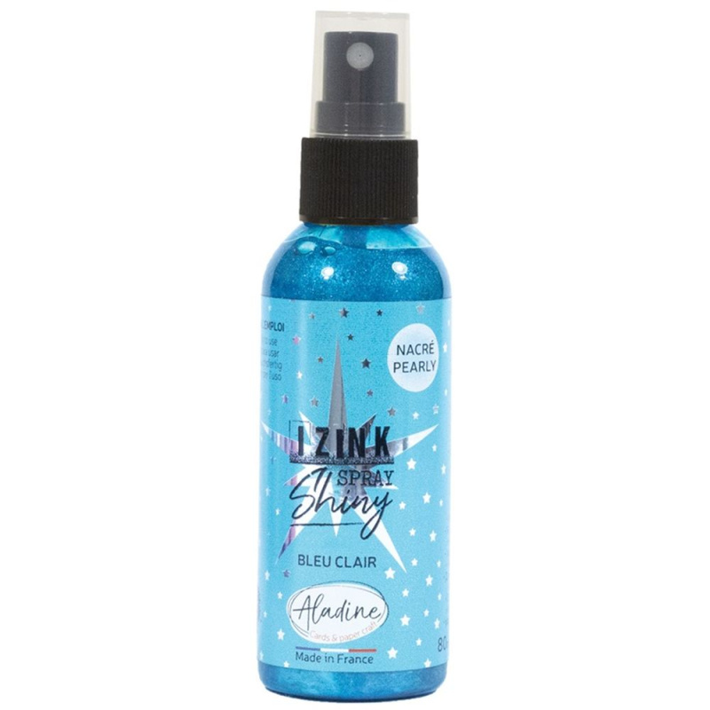 Perleťový inkoust ve spreji Aladine Izink Spray Shiny 80 ml - light blue světle modrá Aladine