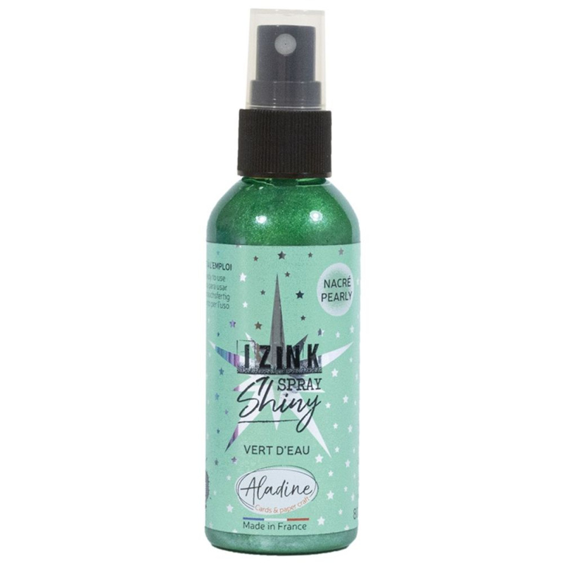Perleťový inkoust ve spreji Aladine Izink Spray Shiny 80 ml - vert d´eau pastelová zelená Aladine