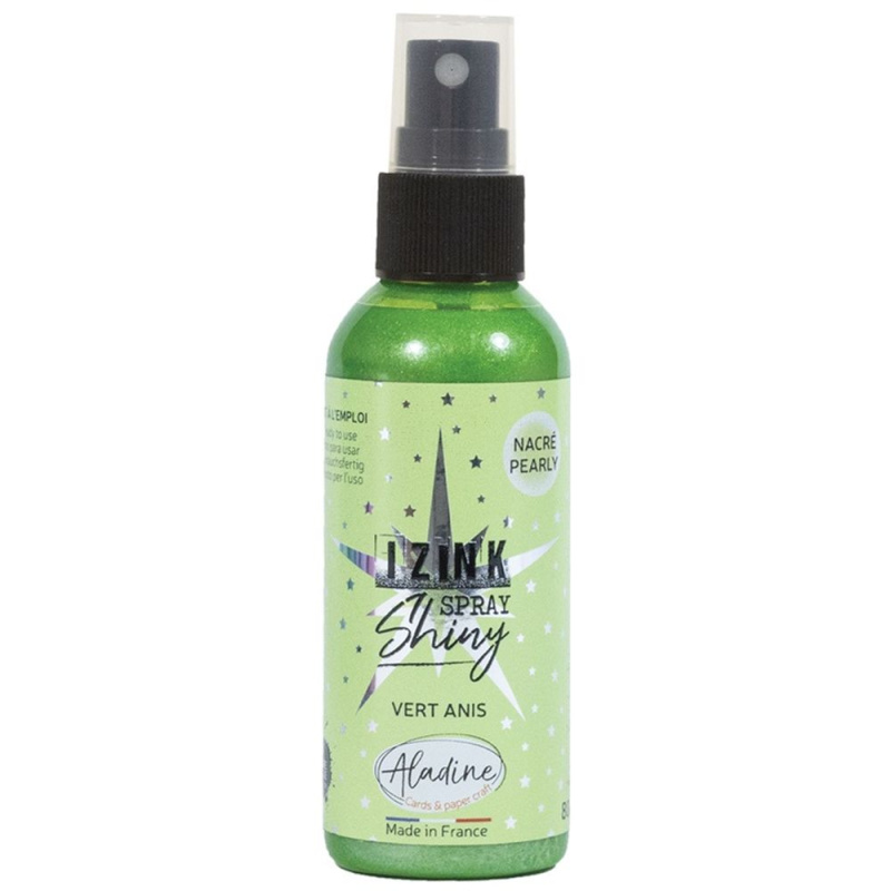Perleťový inkoust ve spreji Aladine Izink Spray Shiny 80 ml - vert d´eau anýzová zelená Aladine