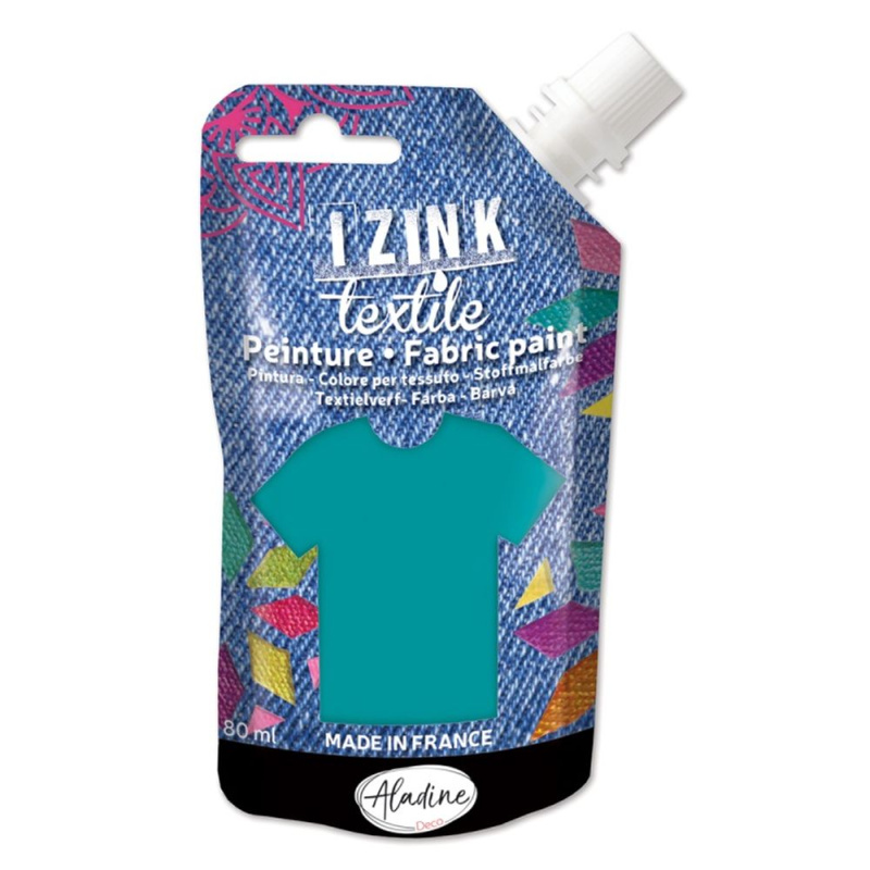 Textilní barva Aladine Izink Textile 80 ml - tm. bleu vert tyrkysová Aladine