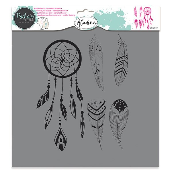 Šablona Pochoir Textile Peříčka Aladine