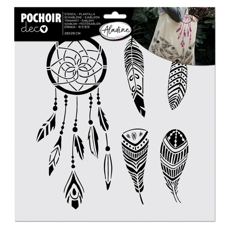 Šablona Pochoir Textile Peříčka Aladine