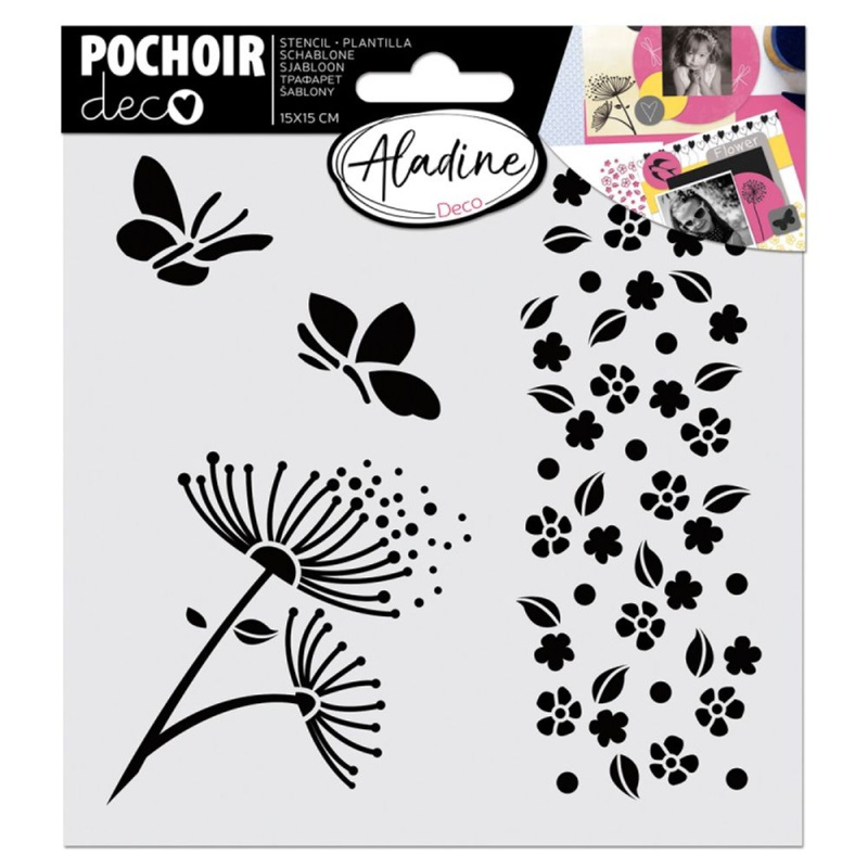 Šablona Pochoir Textile Kytičky Aladine