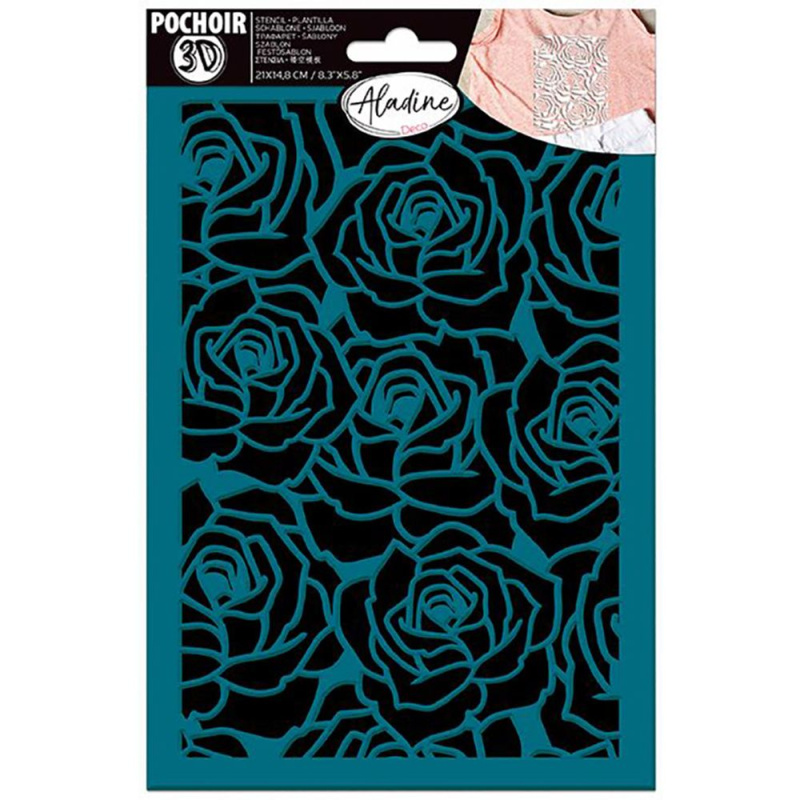 Aladine Silikonová samolepicí šablona Aladine 3D, A5 - Růže