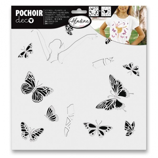 Plastová šablona Pochoir Textile Motýlí baletka Aladine