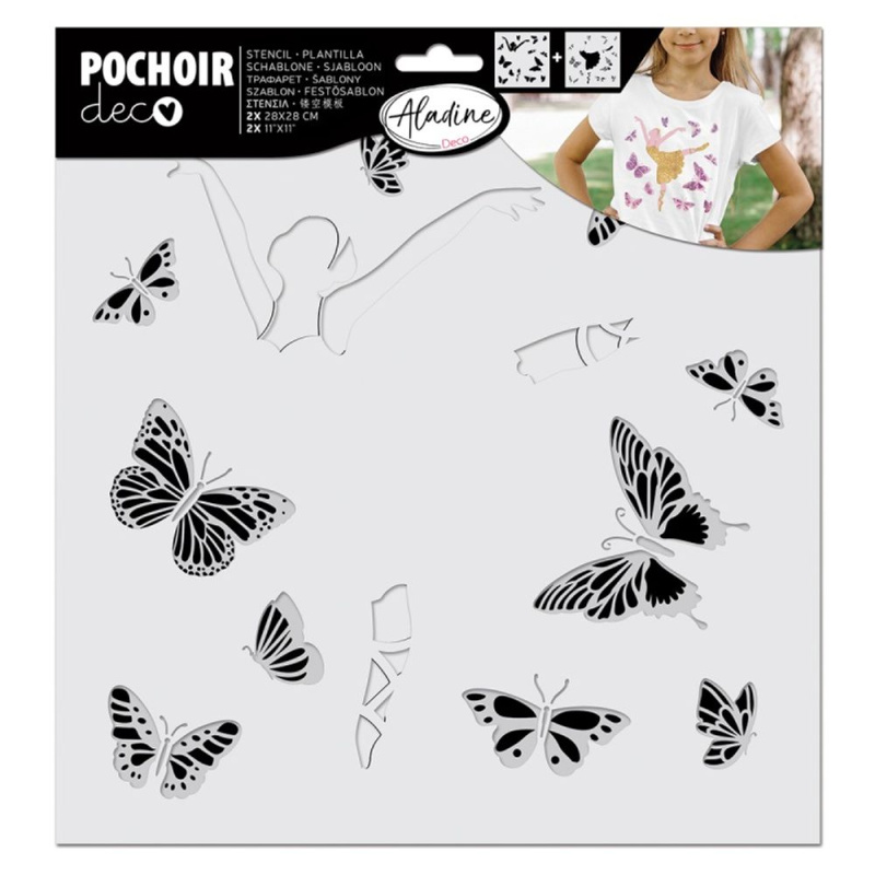 Plastová šablona Pochoir Textile Motýlí baletka Aladine