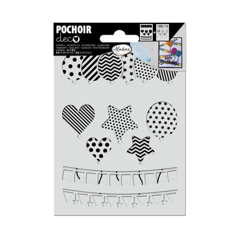 Plastová šablona Pochoir Textile Balónky a vlaječky Aladine