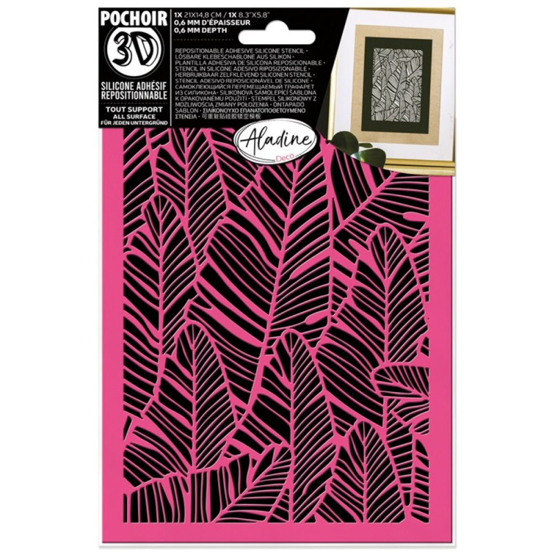 Aladine Silikonová samolepicí šablona Aladine 3D, A5 - Velké listy