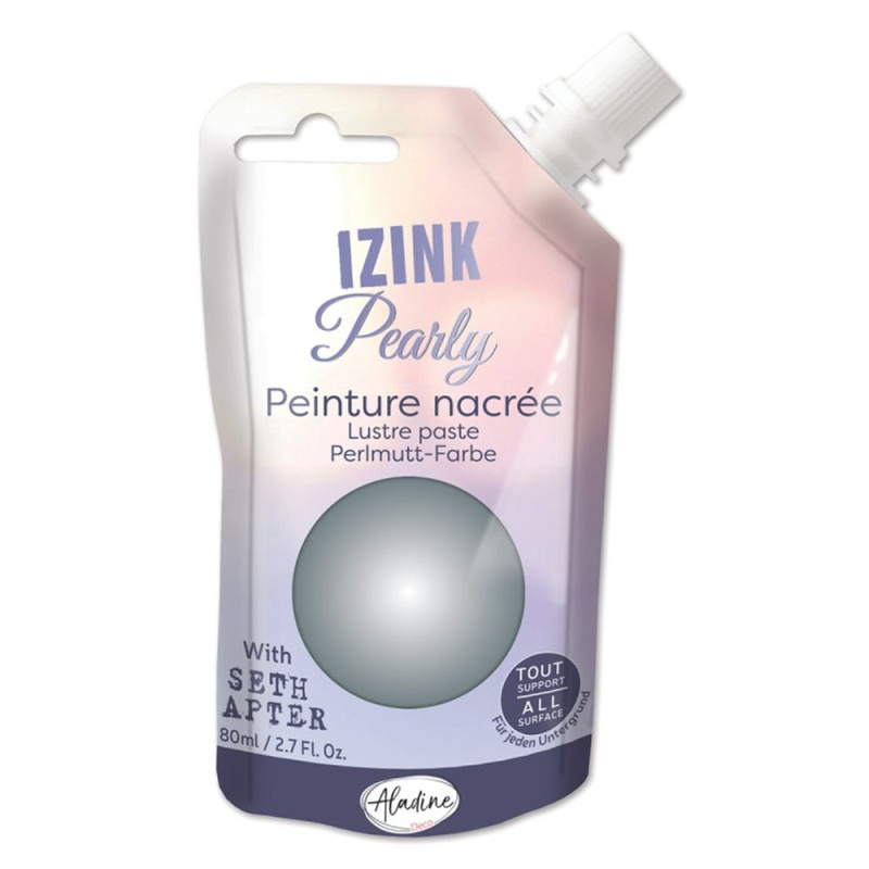 Perleťová barva Aladine Izink Pearly 80 ml - pewter stříbrná Aladine
