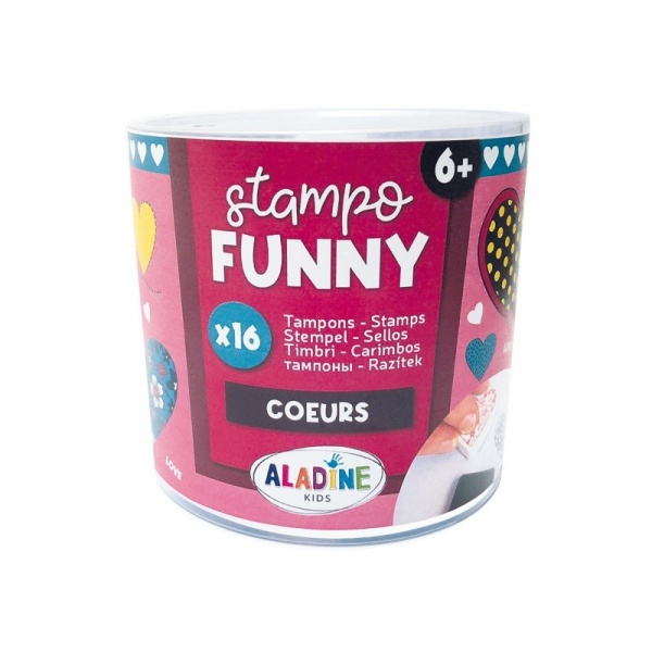 Dětská razítka Stampo Funny, 16 ks - Srdíčka Aladine