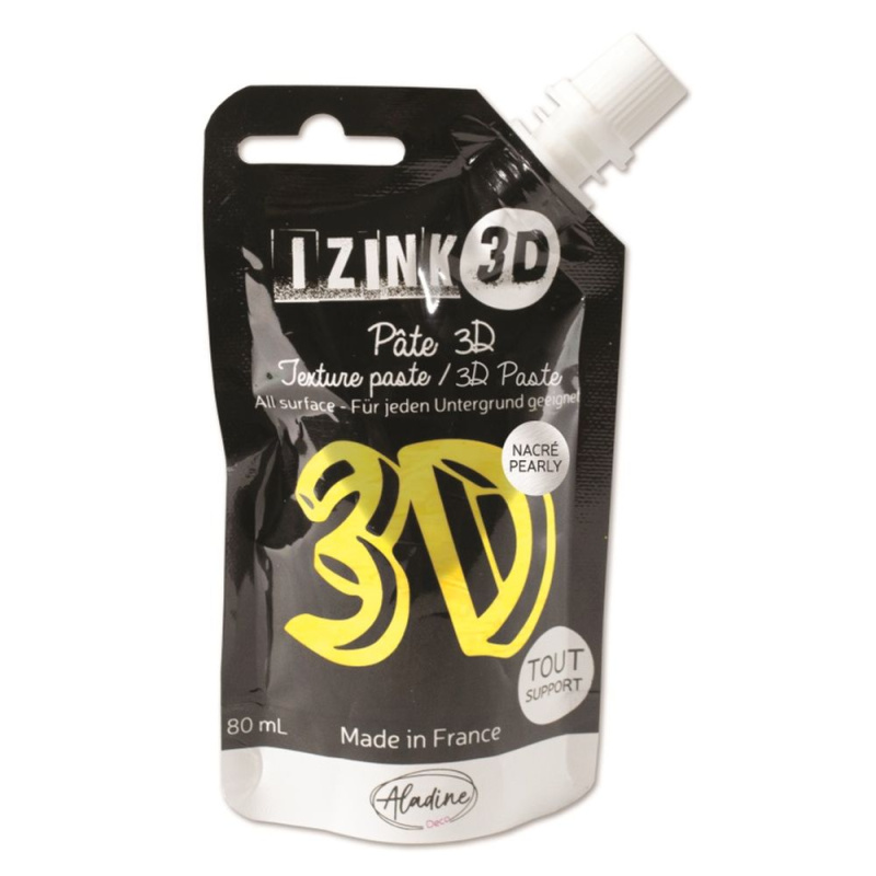 Reliéfní pasta, 3D IZINK, 80 ml - citronela, perleťová žlutá Aladine