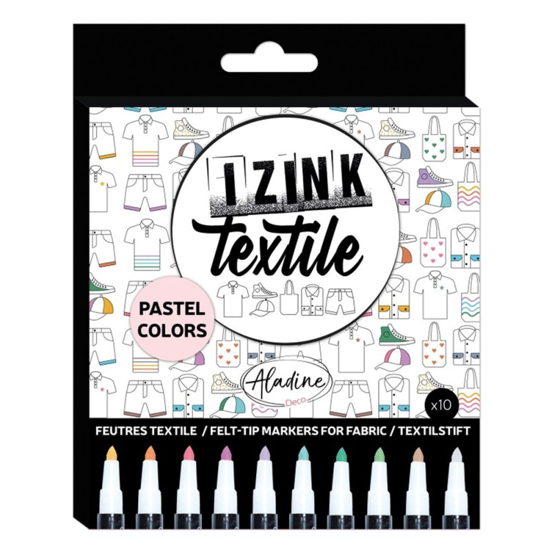 Aladine Fixy na textil Aladine Izink Textile, 10 ks - pastelové barvy
