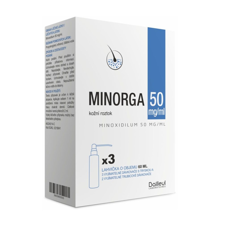 MINORGA 50mg/ml kožní roztok 3 x 60 ml