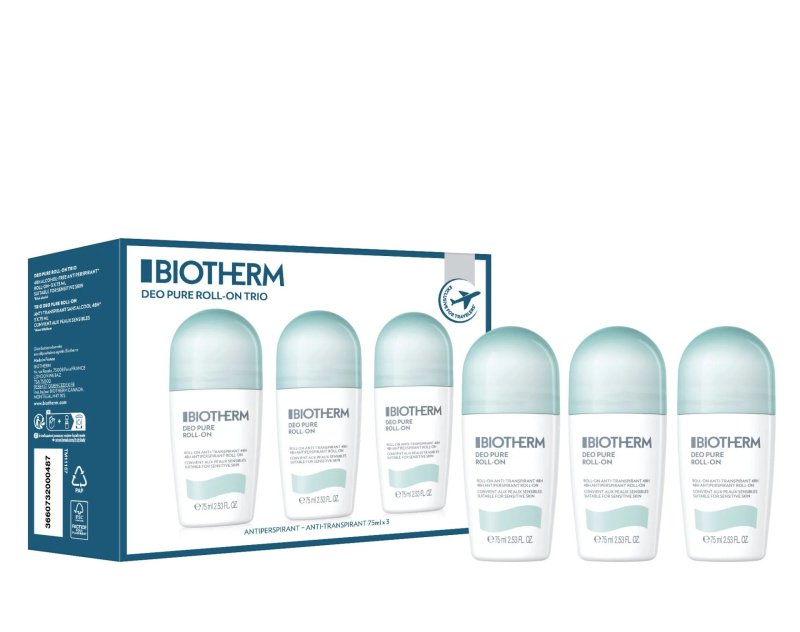 Biotherm Sada kuličkových deodorantů Deo Pure Trio Woman 3 x 75 ml
