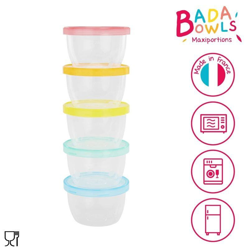 Badabulle Maxi Fun Colors miska s víčkem 5x250 ml