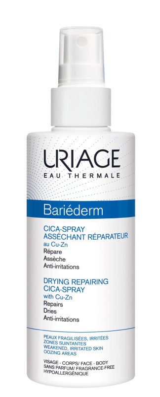Uriage Bariéderm Cica Drying Repairing Spray vysušující reparativní sprej s obsahem mědi a zinku 100 ml