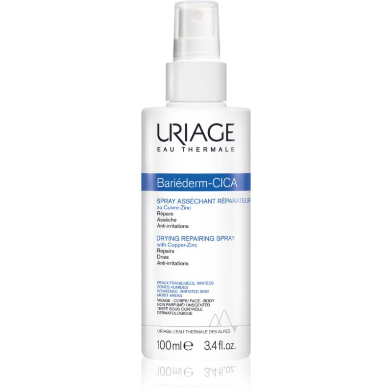 Uriage Bariéderm Cica Drying Repairing Spray vysušující reparativní sprej s obsahem mědi a zinku 100 ml