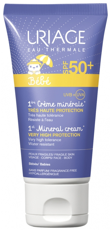 Uriage Bébé 1st Mineral Cream SPF 50+ minerální krém na opalování SPF 50+ 50 ml