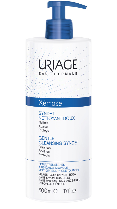 Uriage Xémose Gentle Cleansing Syndet jemný čisticí gelový krém pro suchou až atopickou pokožku 500 ml
