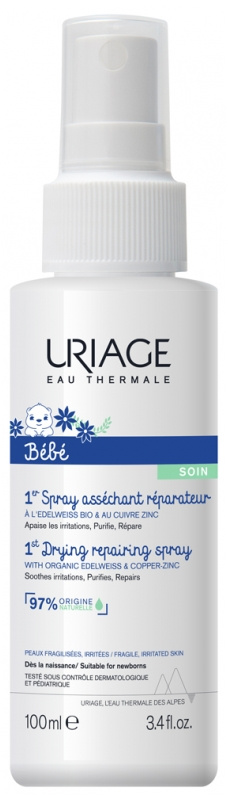 Uriage Bébé 1st Cu-Zn+ Drying Repairing Spray sprej proti podráždění 100 ml